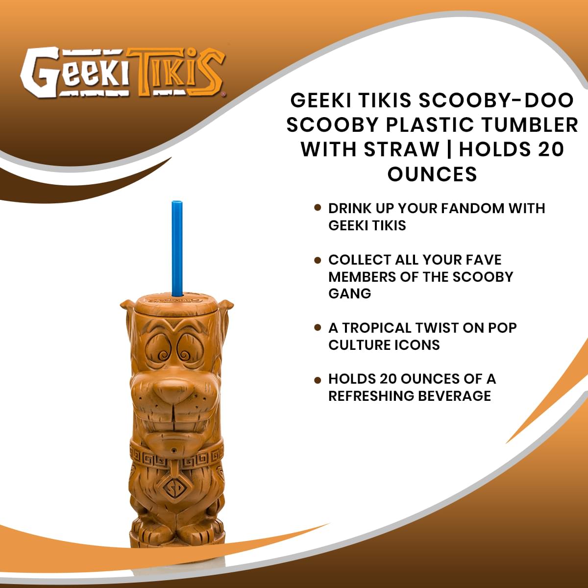 Geeki Tikis Scooby-Doo Scooby Plastic Tumbler with Straw | Holds 20 Ounces