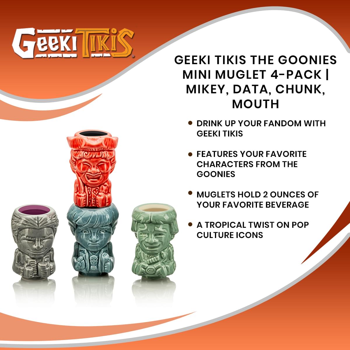 Geeki Tikis The Goonies Mini Muglet 4-Pack | Mikey, Data, Chunk, Mouth