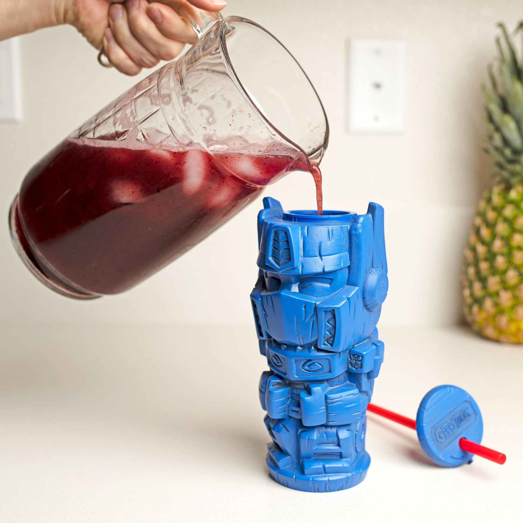 Geeki Tikis Transformers Optimus Prime Plastic Tumbler with Straw | 26 Ounces