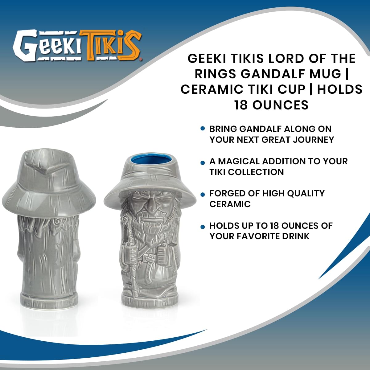 Geeki Tikis Lord Of The Rings Gandalf Mug | Ceramic Tiki Cup | Holds 18 Ounces
