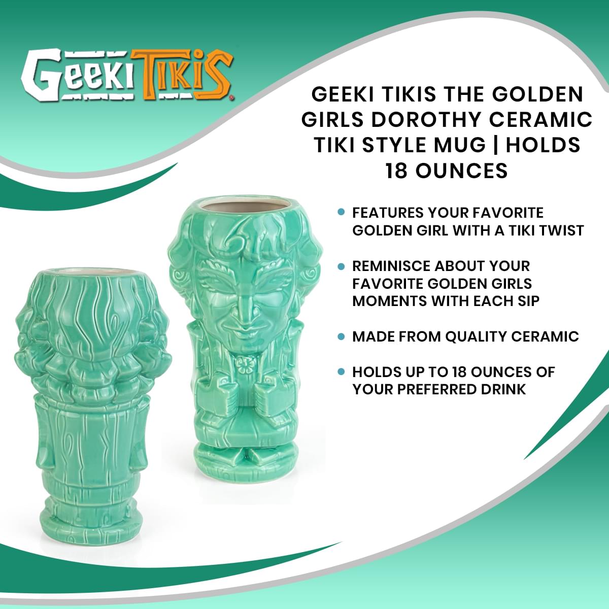 Geeki Tikis The Golden Girls Dorothy Ceramic Tiki Style Mug | Holds 18 Ounces