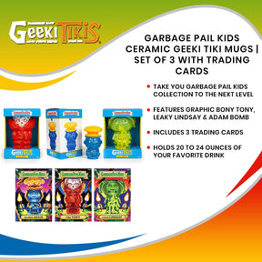 Geeki Tikis Garbage Pail Kids GPK Ceramic  Mugs | Set of 3 | Includes 3 Collectible Trading Cards