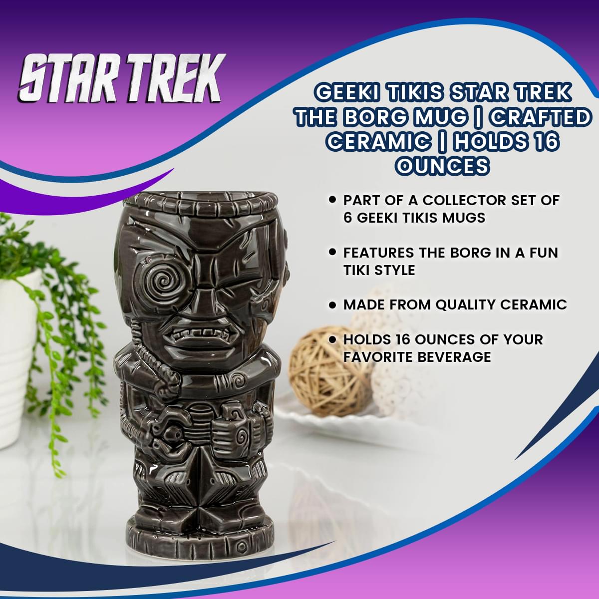 Geeki Tikis Star Trek: The Next Generation Borg Ceramic Mug | Holds 14 Ounces