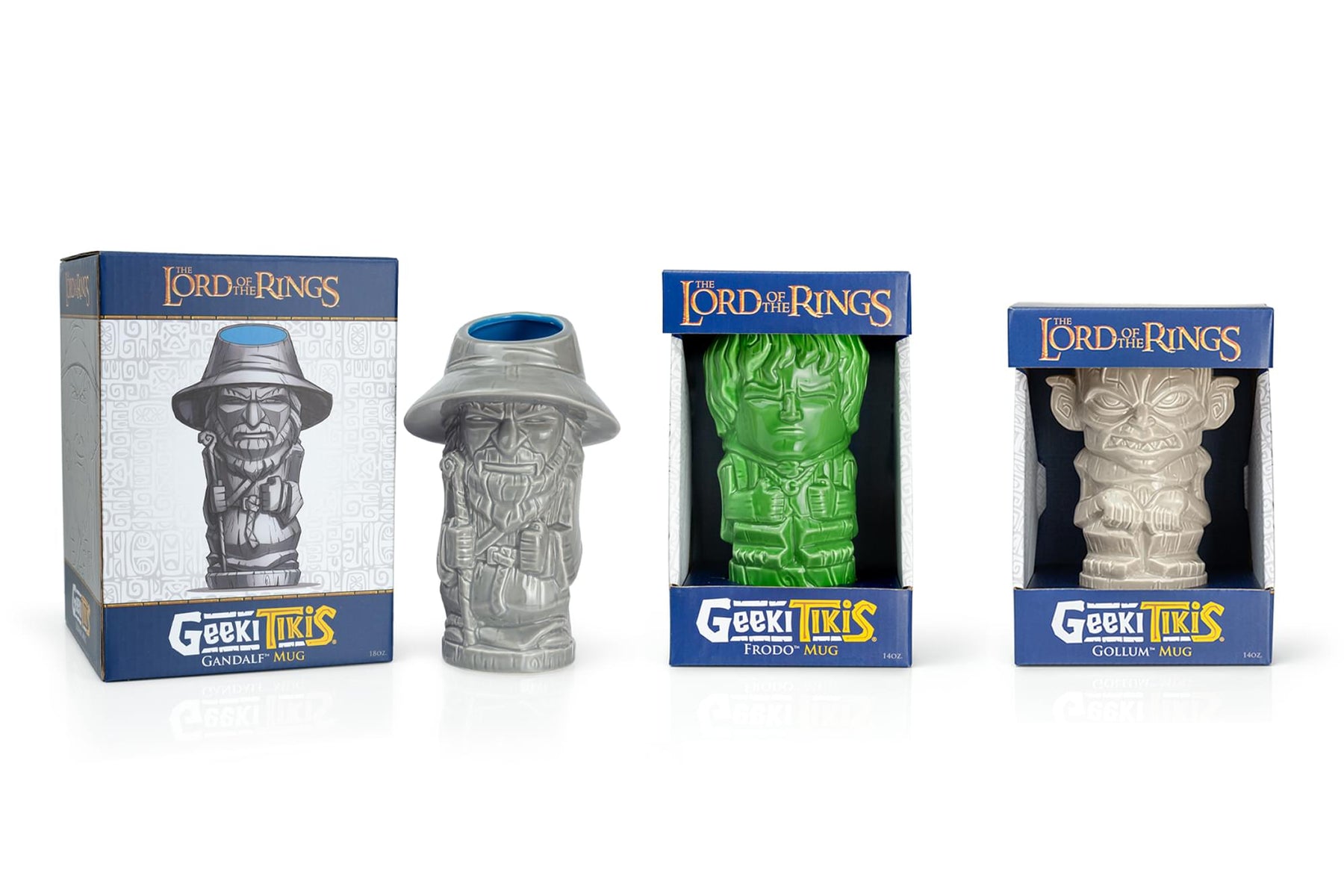 Geeki Tikis Lord Of The Rings Frodo, Gandalf, Gollum Cup Set of 3