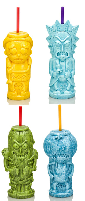 Rick and Morty Geeki Tiki Plastic Tumblers | Set of 4
