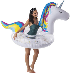 White Glitter Unicorn 4 Foot Inflatable Pool Float
