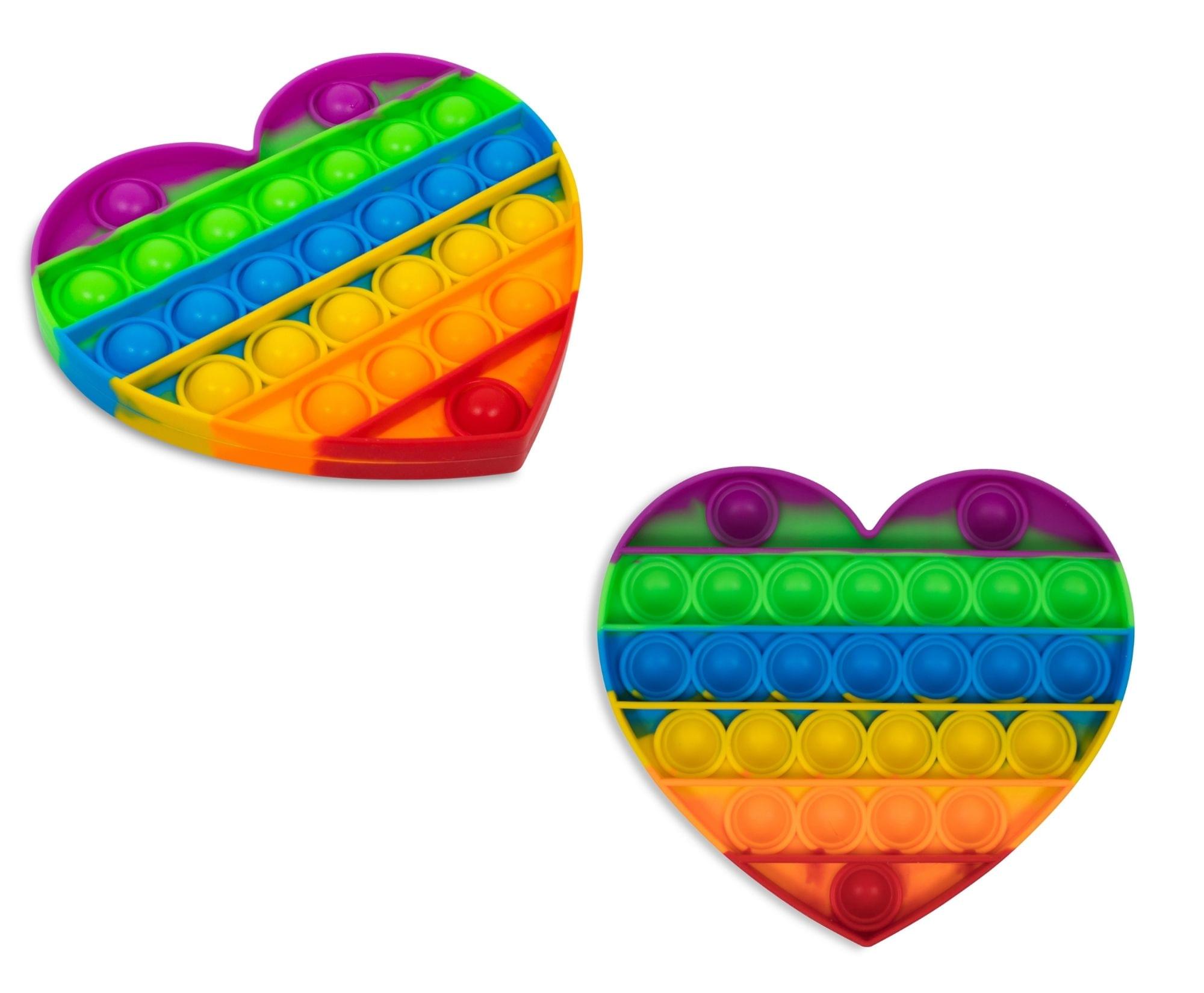 Pop Fidget Toy Silicone Bubble Popping Game | Rainbow Heart