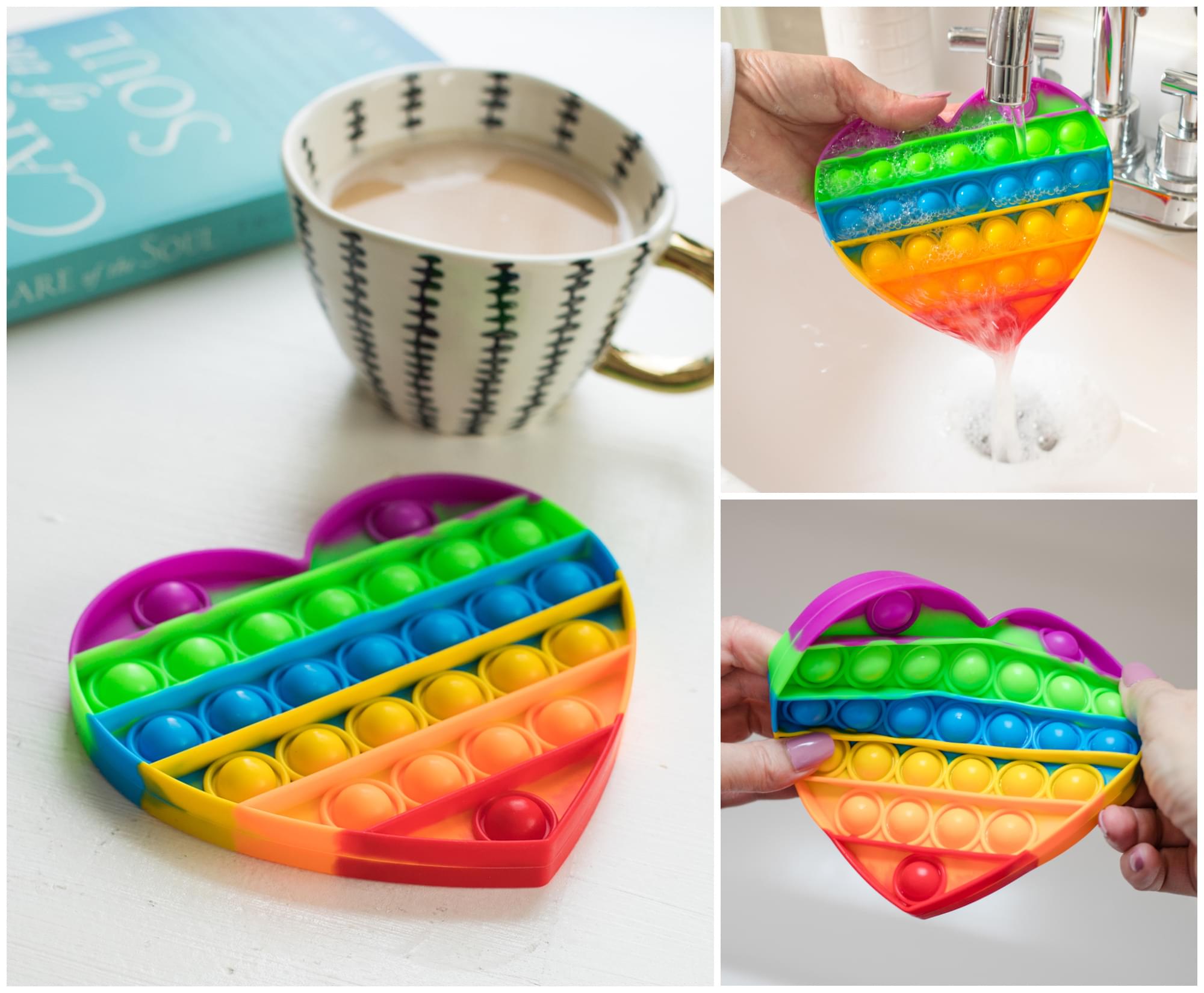 Pop Fidget Toy Silicone Bubble Popping Game | Rainbow Heart