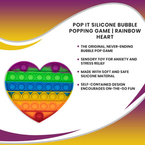 Pop Fidget Toy Silicone Bubble Popping Game | Rainbow Heart