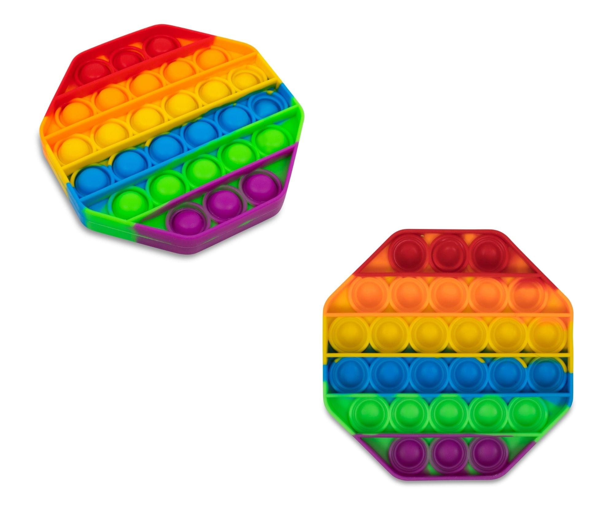 Pop Fidget Toy Silicone Bubble Popping Game | Rainbow Octagon