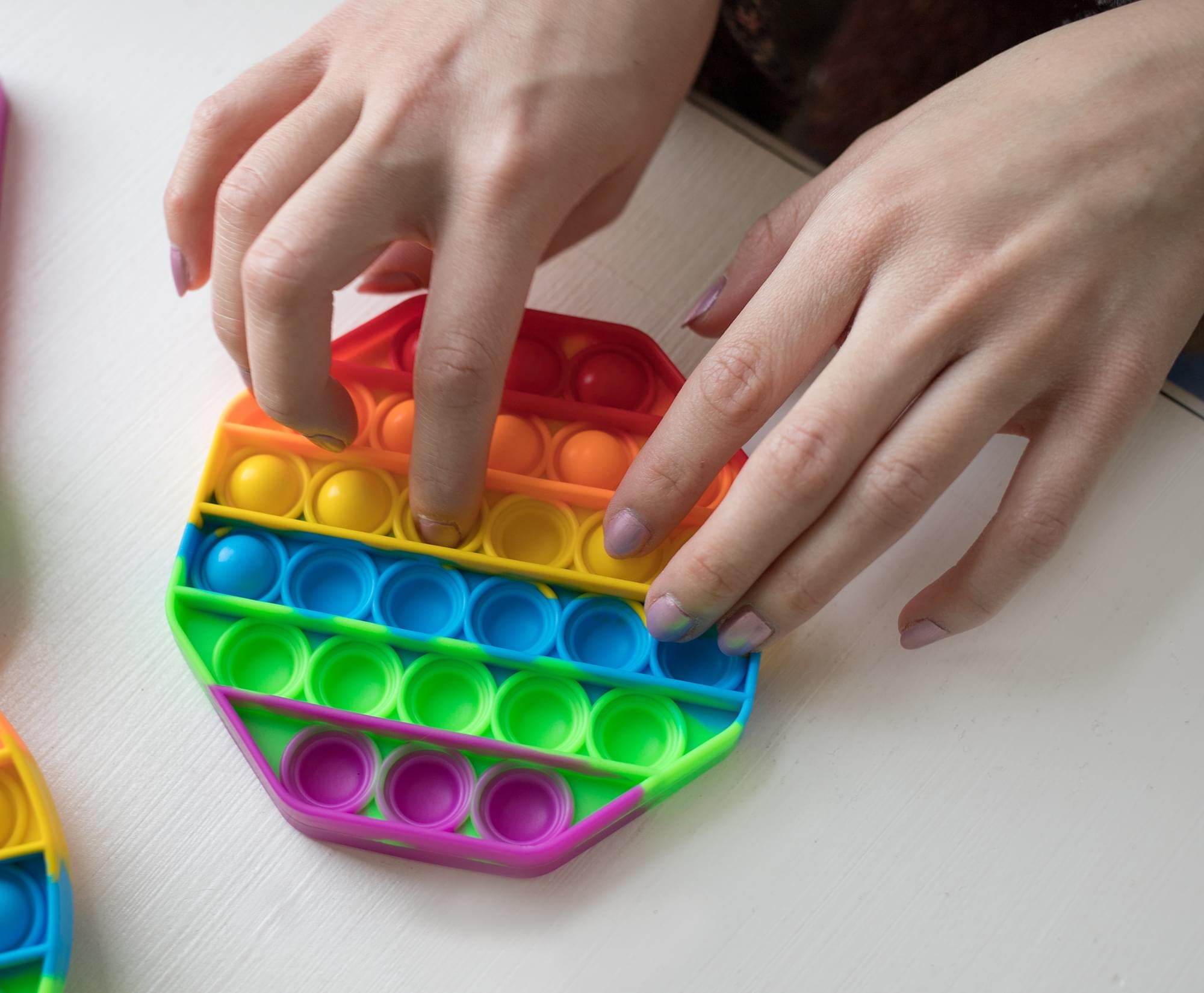 Pop Fidget Toy Silicone Bubble Popping Game | Rainbow Octagon