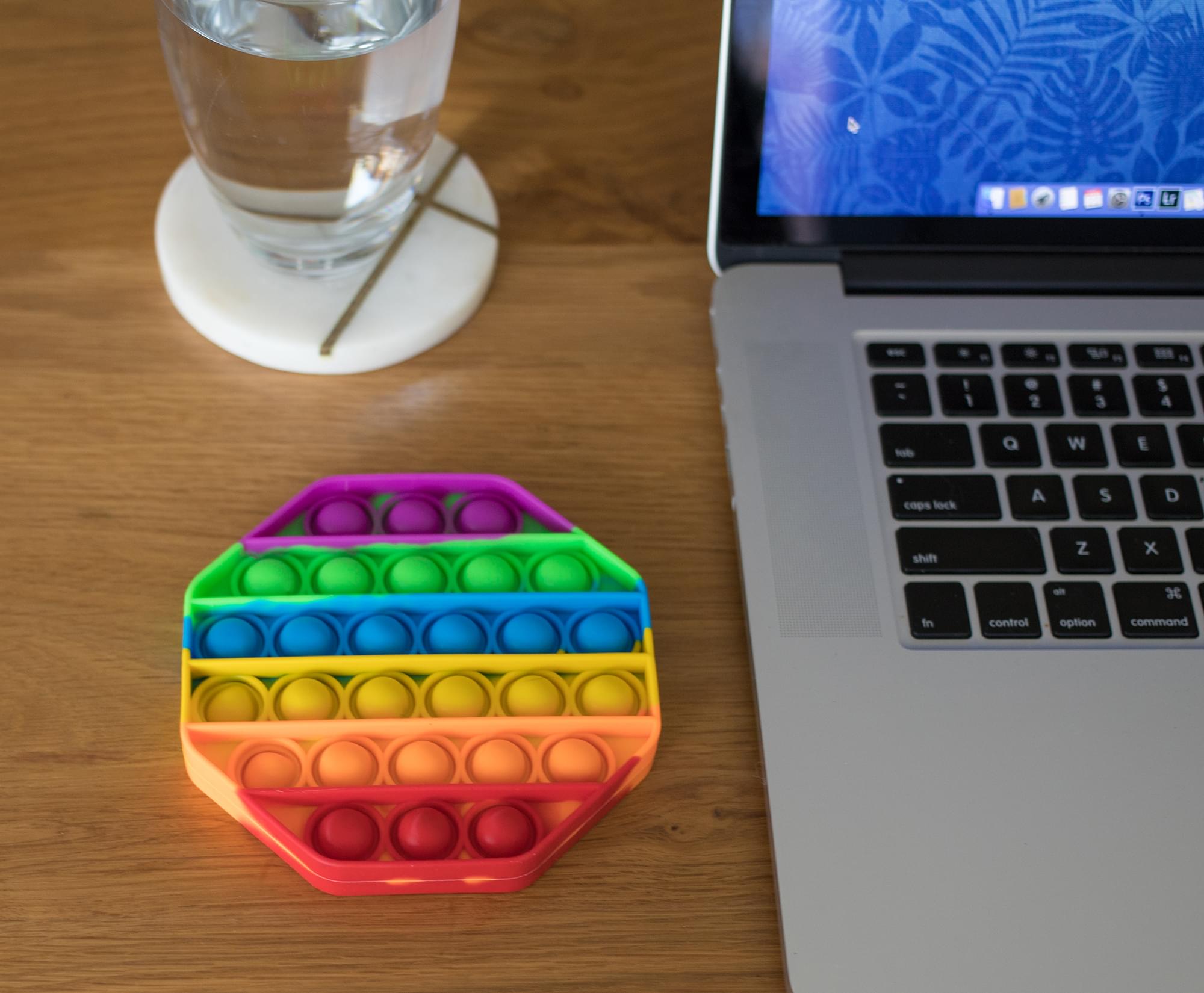 Pop Fidget Toy Silicone Bubble Popping Game | Rainbow Octagon