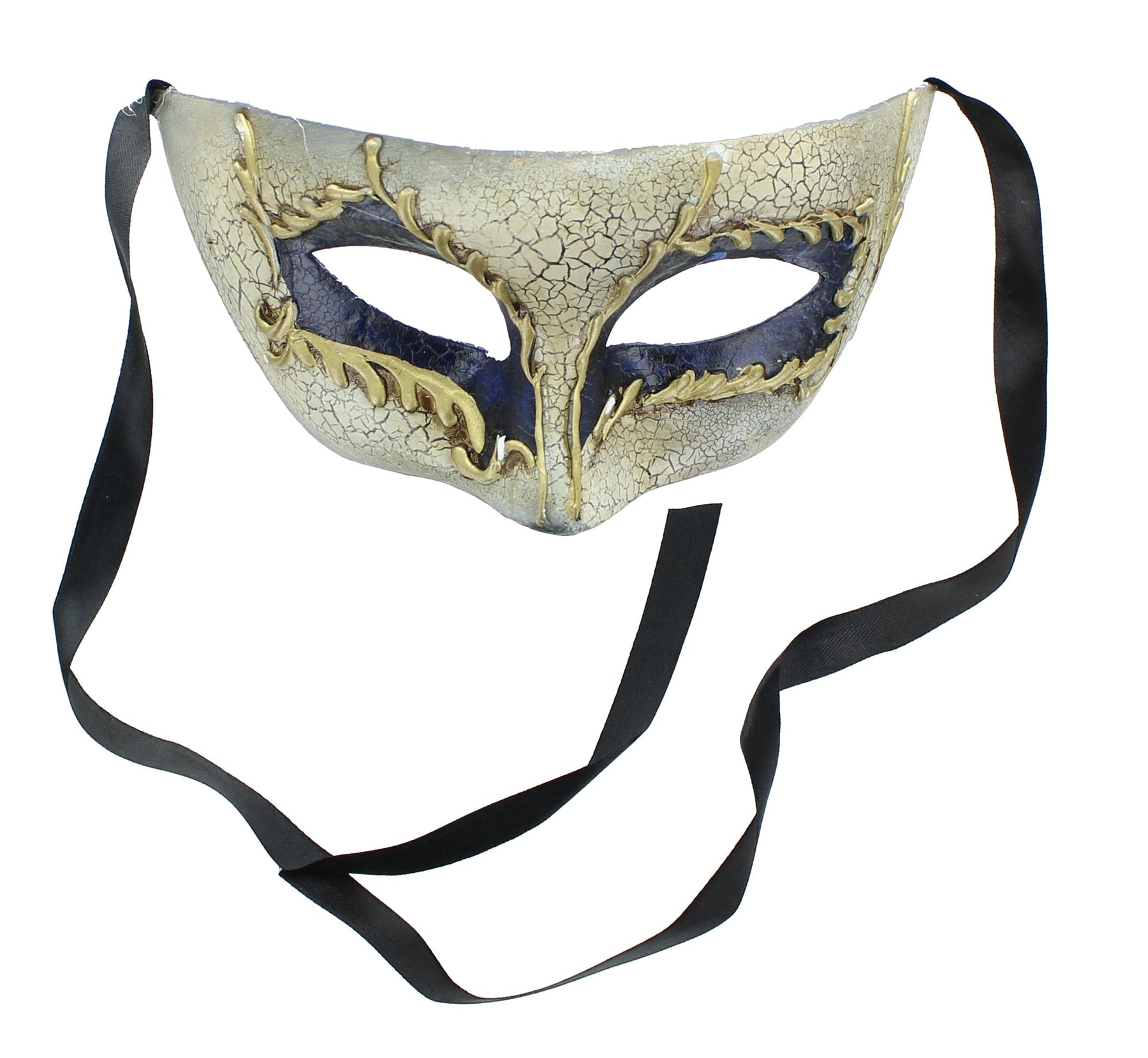 Black/Gold/Cream Crackle Diamond Eye Adult Masquerade Costume Mask