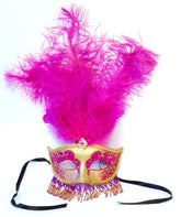 Exotica Beaded Eye Costume Mask W/Feather: Gold/Lavender