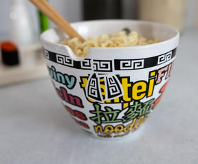 Bowl Bop Noodle Collage Japanese Dinner Set | 16-Ounce Ramen Bowl, Chopsticks