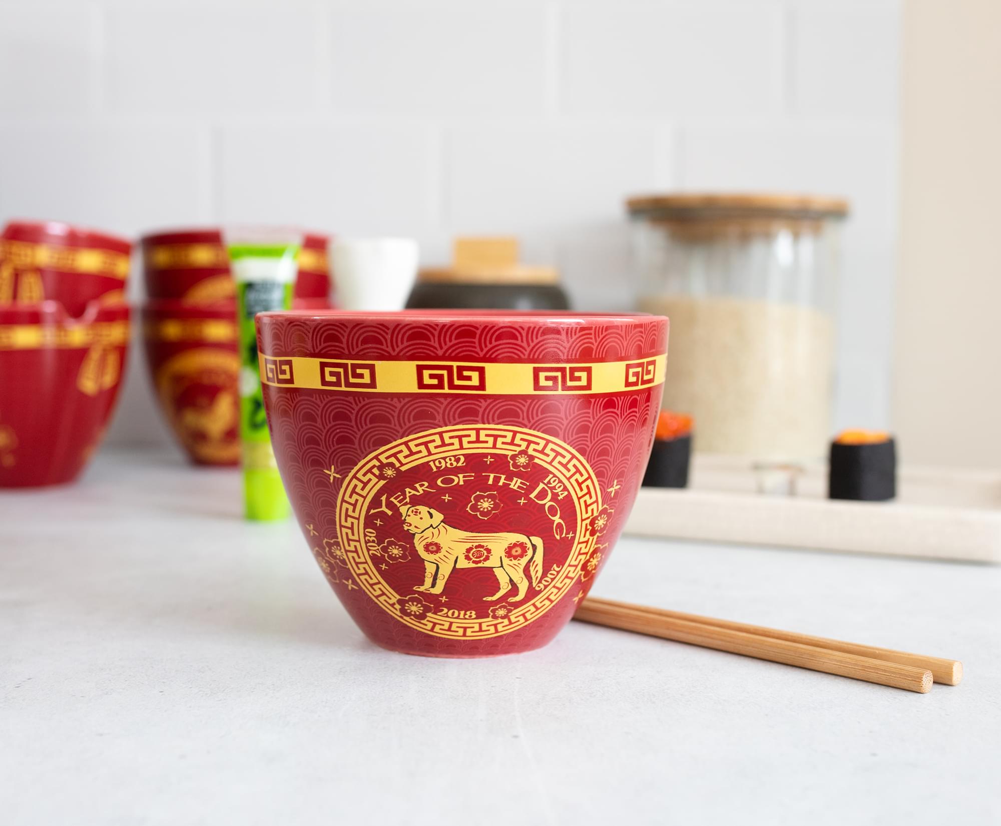 Year Of The Dog Chinese Zodiac 16-Ounce Ramen Bowl and Chopstick Set