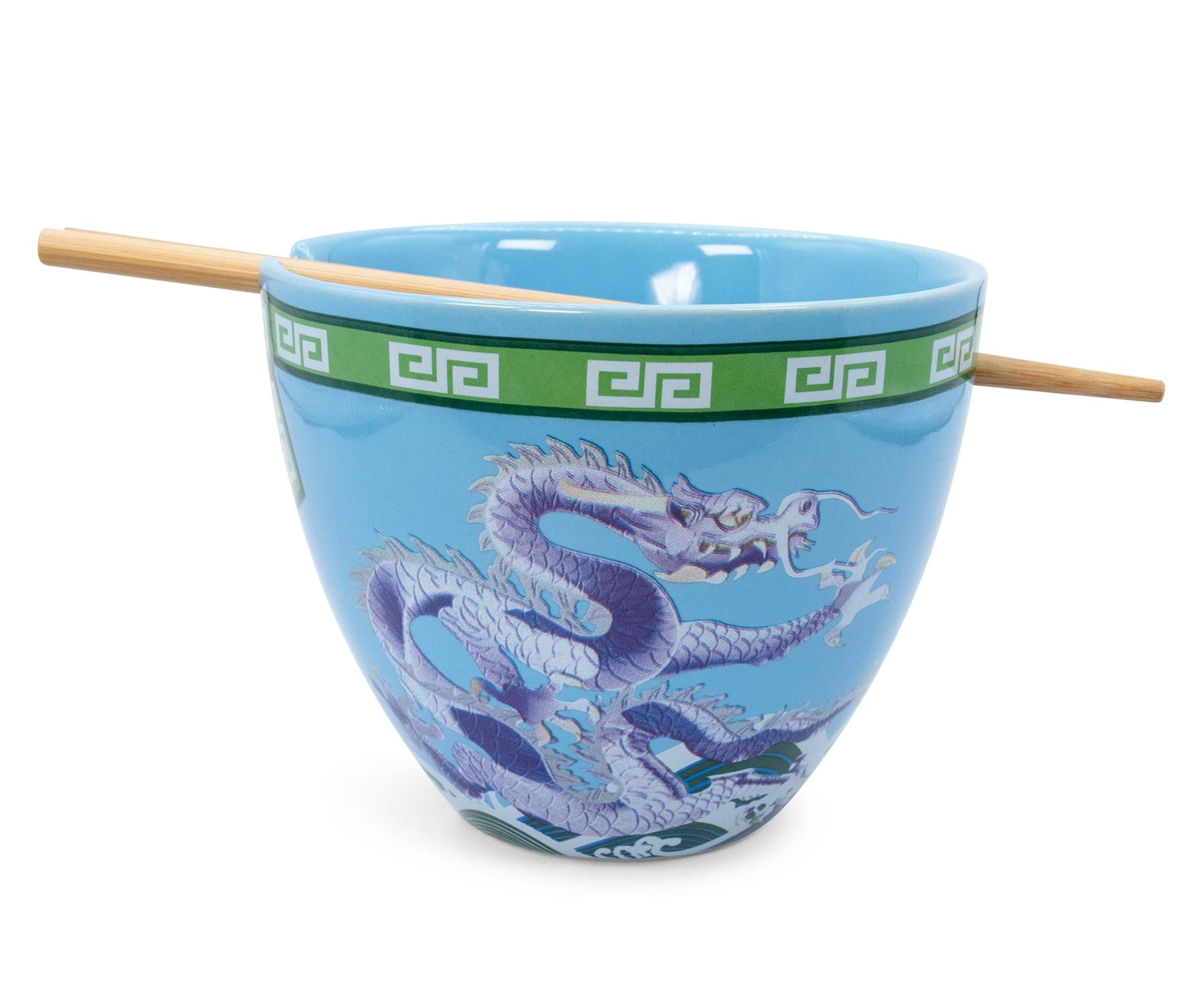 Bowl Bop Blue Dragons Japanese Dinnerware Set | 16-Ounce Ramen Bowl, Chopsticks