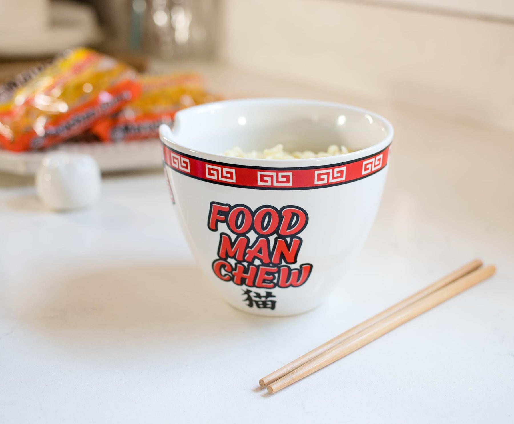 Bowl Bop Food Man Chew Japanese Dinnerware Set | 16-Ounce Ramen Bowl, Chopsticks