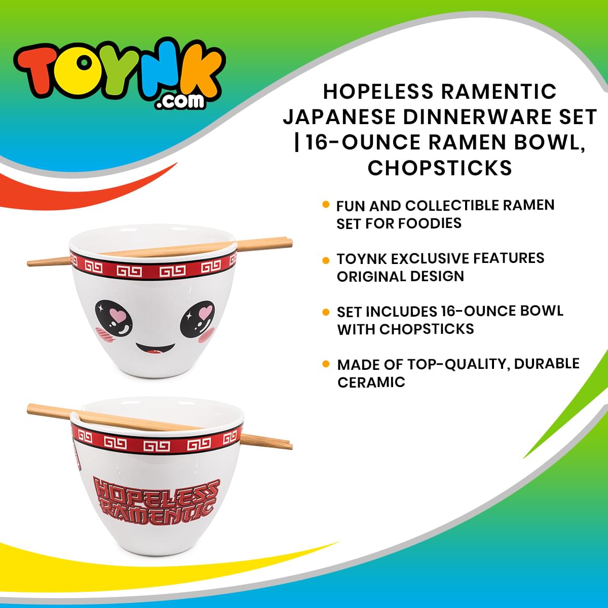 Bowl Bop Hopeless Ramentic Japanese Dinner Set | 16-Ounce Ramen Bowl, Chopsticks