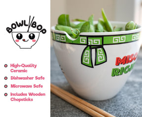 Bowl Bop Miso Happy Japanese Dinnerware Set | 16-Ounce Ramen Bowl, Chopsticks