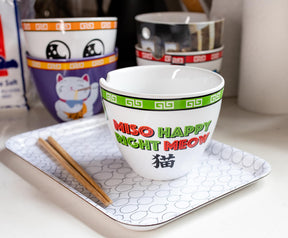 Bowl Bop Miso Happy Japanese Dinnerware Set | 16-Ounce Ramen Bowl, Chopsticks