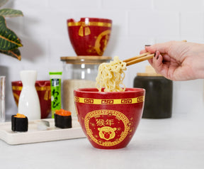 Year Of The Monkey Chinese Zodiac 16-Ounce Ramen Bowl and Chopstick Set