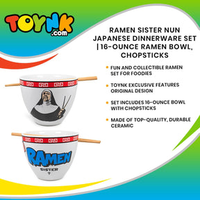 Bowl Bop Ramen Sister Nun Japanese Dinner Set | 16-Ounce Ramen Bowl, Chopsticks
