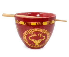 Year Of The Ox Chinese Zodiac 16-Ounce Ramen Bowl and Chopstick Set