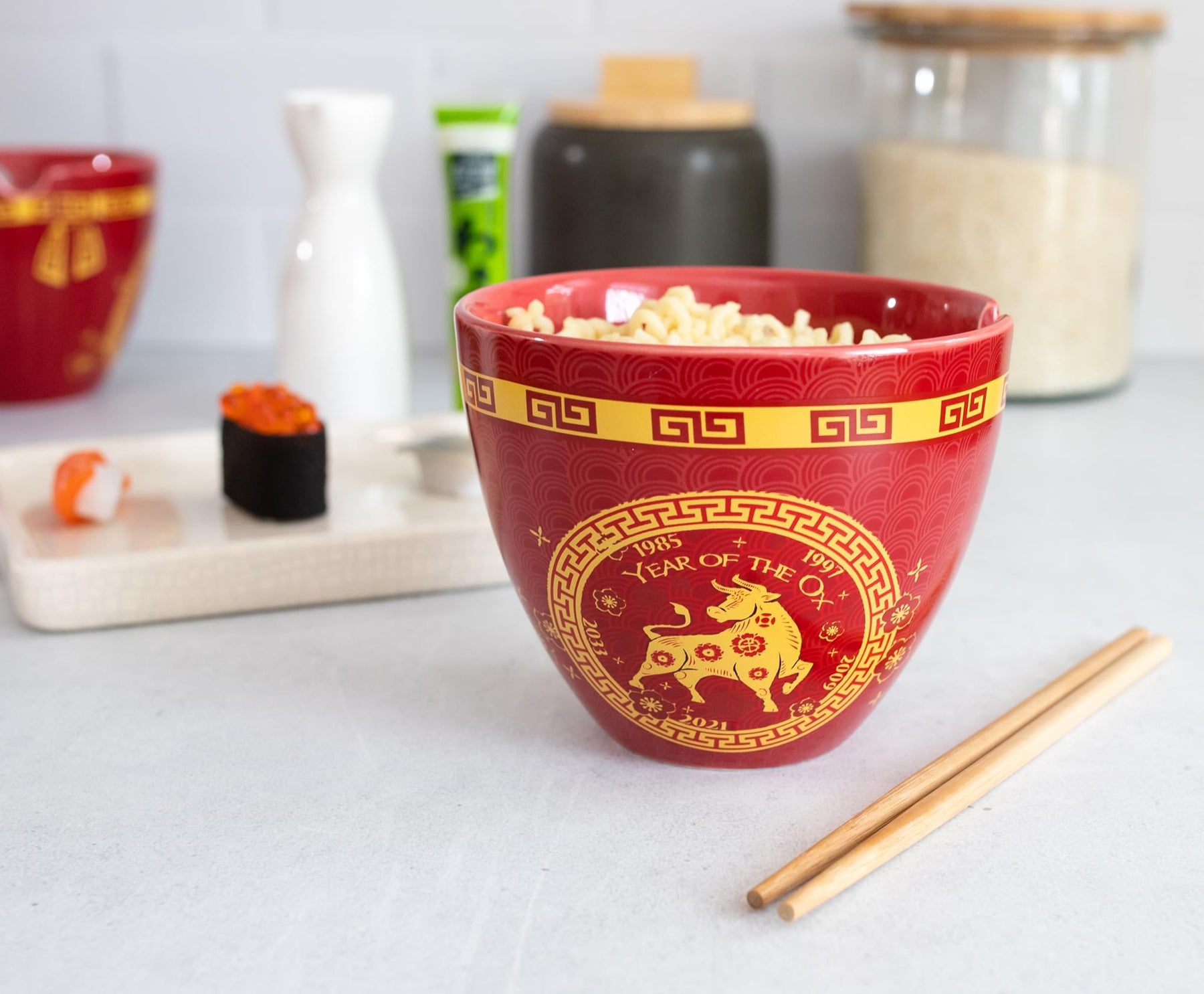 Year Of The Ox Chinese Zodiac 16-Ounce Ramen Bowl and Chopstick Set