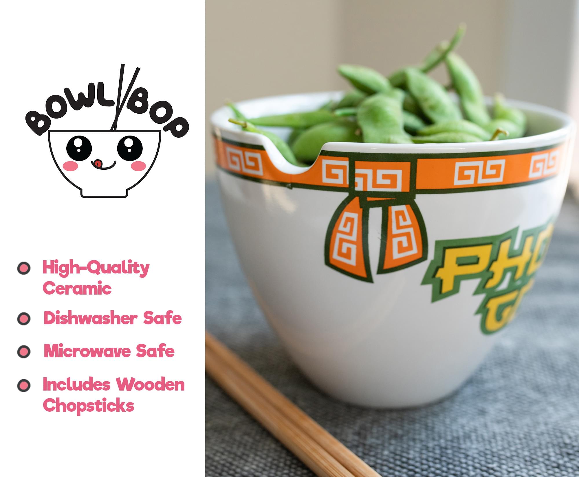 Bowl Bop Pho-Kin Good Japanese Dinnerware Set | 16-Ounce Ramen Bowl, Chopsticks