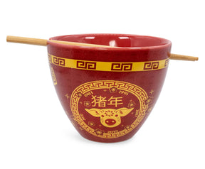 Year Of The Pig Chinese Zodiac 16-Ounce Ramen Bowl and Chopstick Set