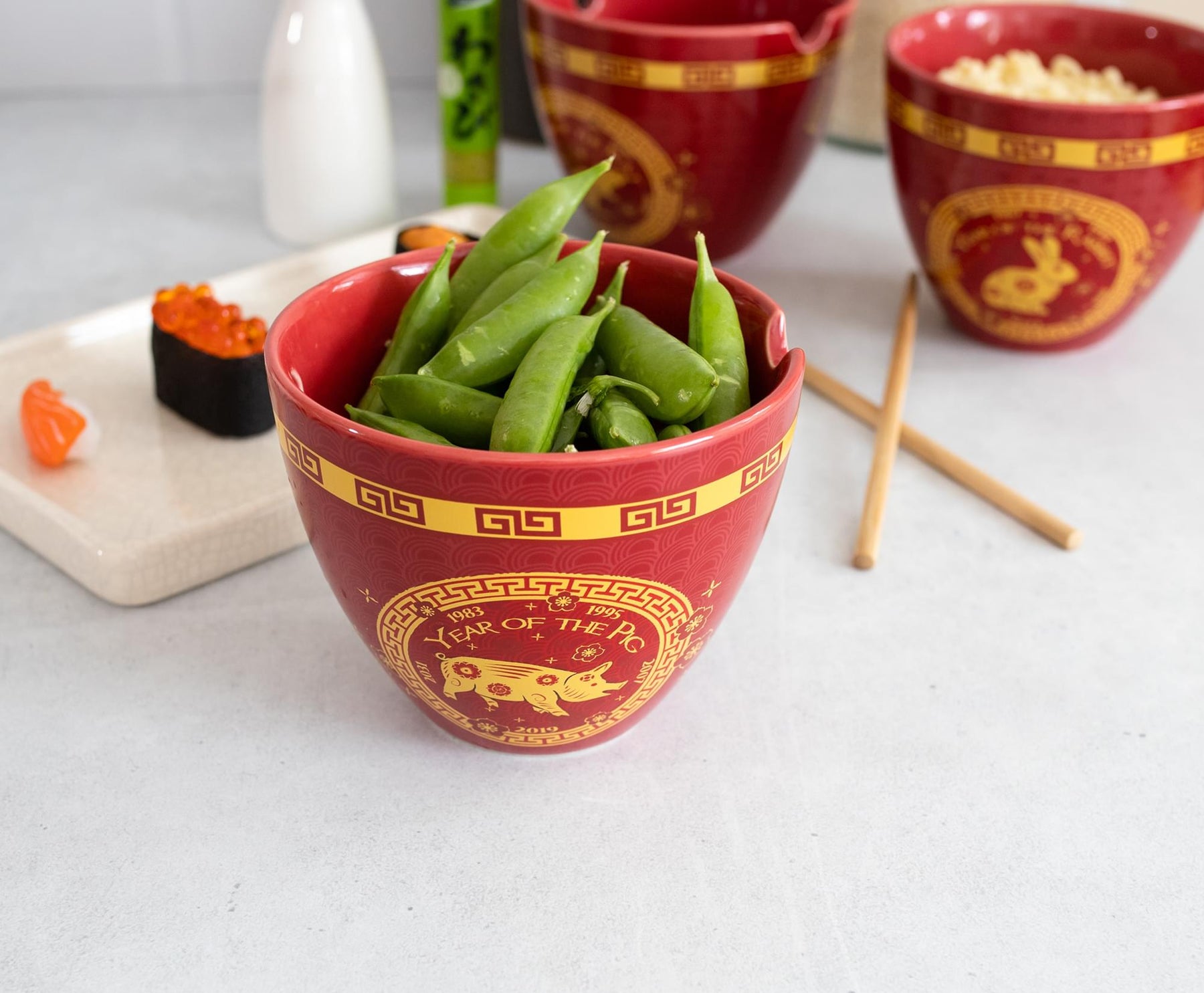 Year Of The Pig Chinese Zodiac 16-Ounce Ramen Bowl and Chopstick Set