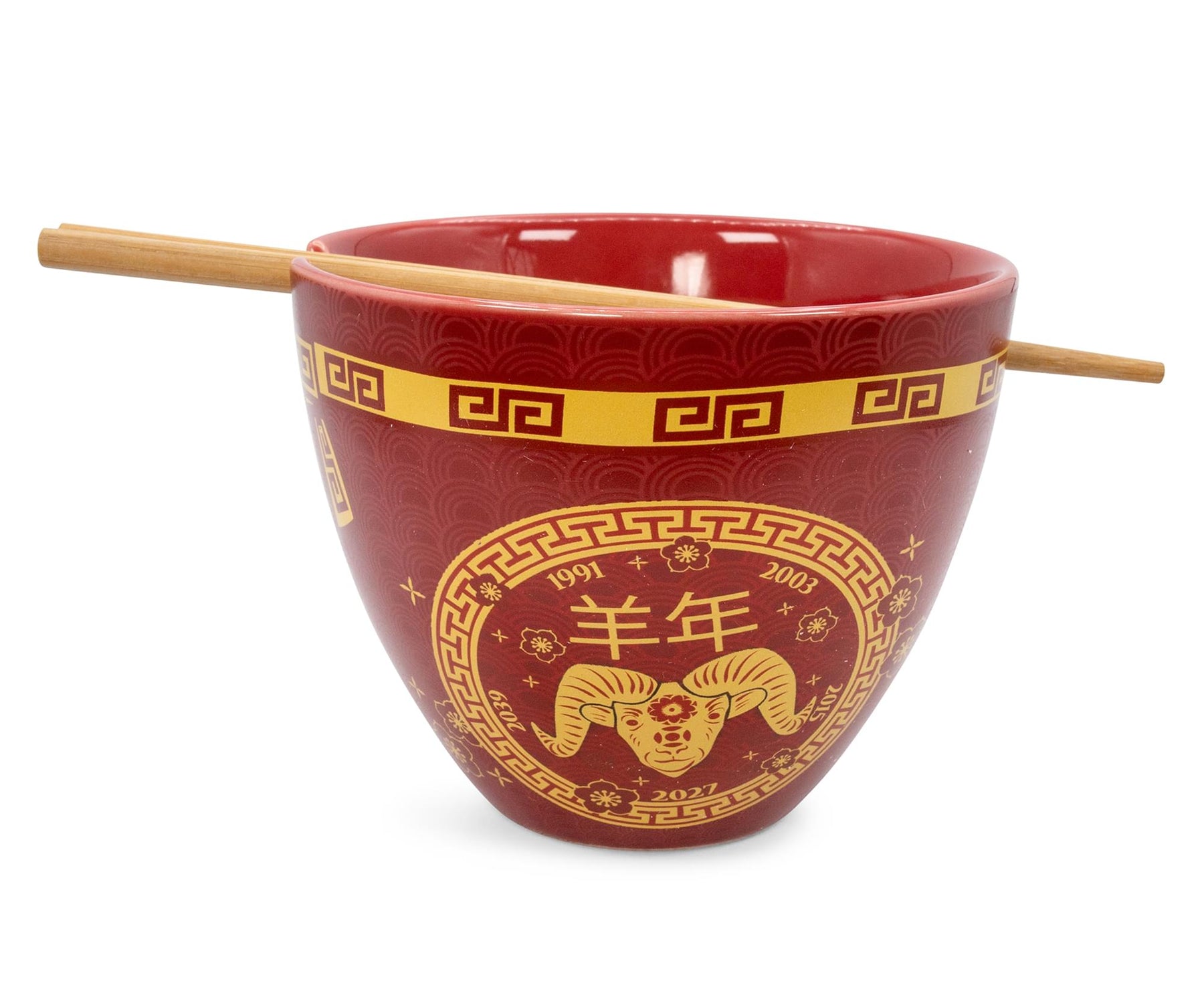 Year Of The Sheep Chinese Zodiac 16-Ounce Ramen Bowl and Chopstick Set