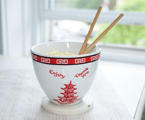 Bowl Bop Chinese Takeout Box Dinnerware Set | 16-Ounce Ramen Bowl, Chopsticks