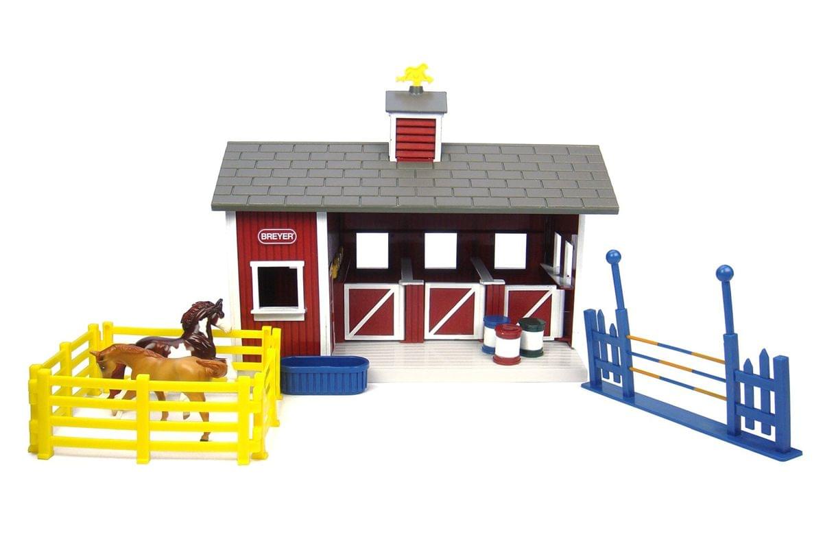 Breyer 1:32 Stablemates Model Horse Playset: Red Stable