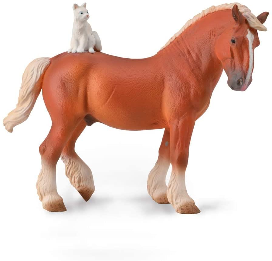 CollectA Farm Life Collection Miniature Figure | Draft Horse with Cat
