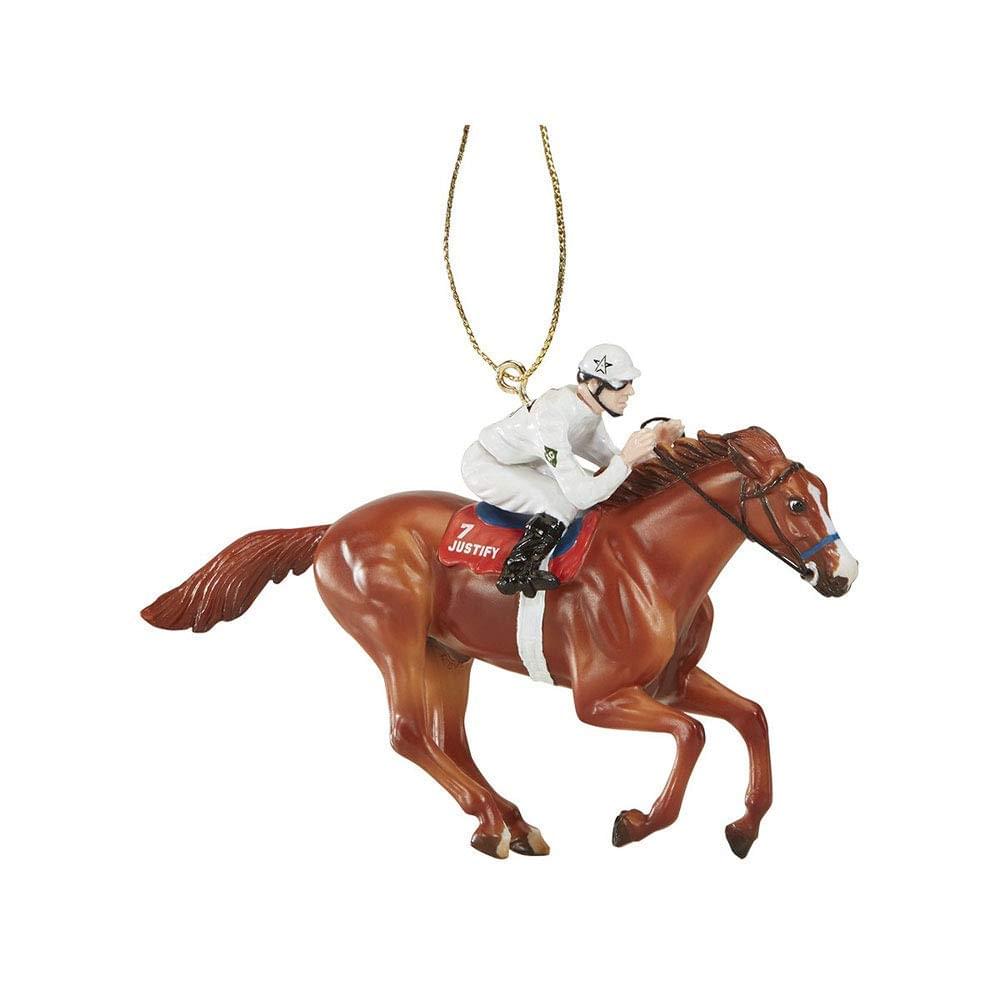 Breyer Model Horse Holiday Ornament - Justify w/ White Jockey
