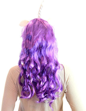 Deluxe Unicorn Costume Wig With Ears Adult: Purple/Generosity