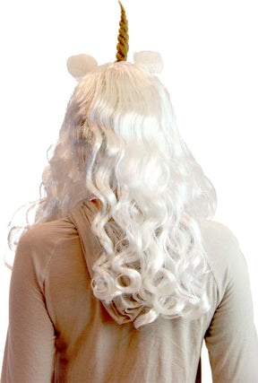 Deluxe Unicorn Costume Wig With Ears Adult: White/Prince