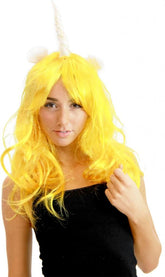 Deluxe Unicorn Costume Wig With Ears Adult: Yellow/Party