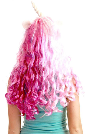 Deluxe Unicorn Costume Wig With Ears Adult: Purple & Pink/Singer