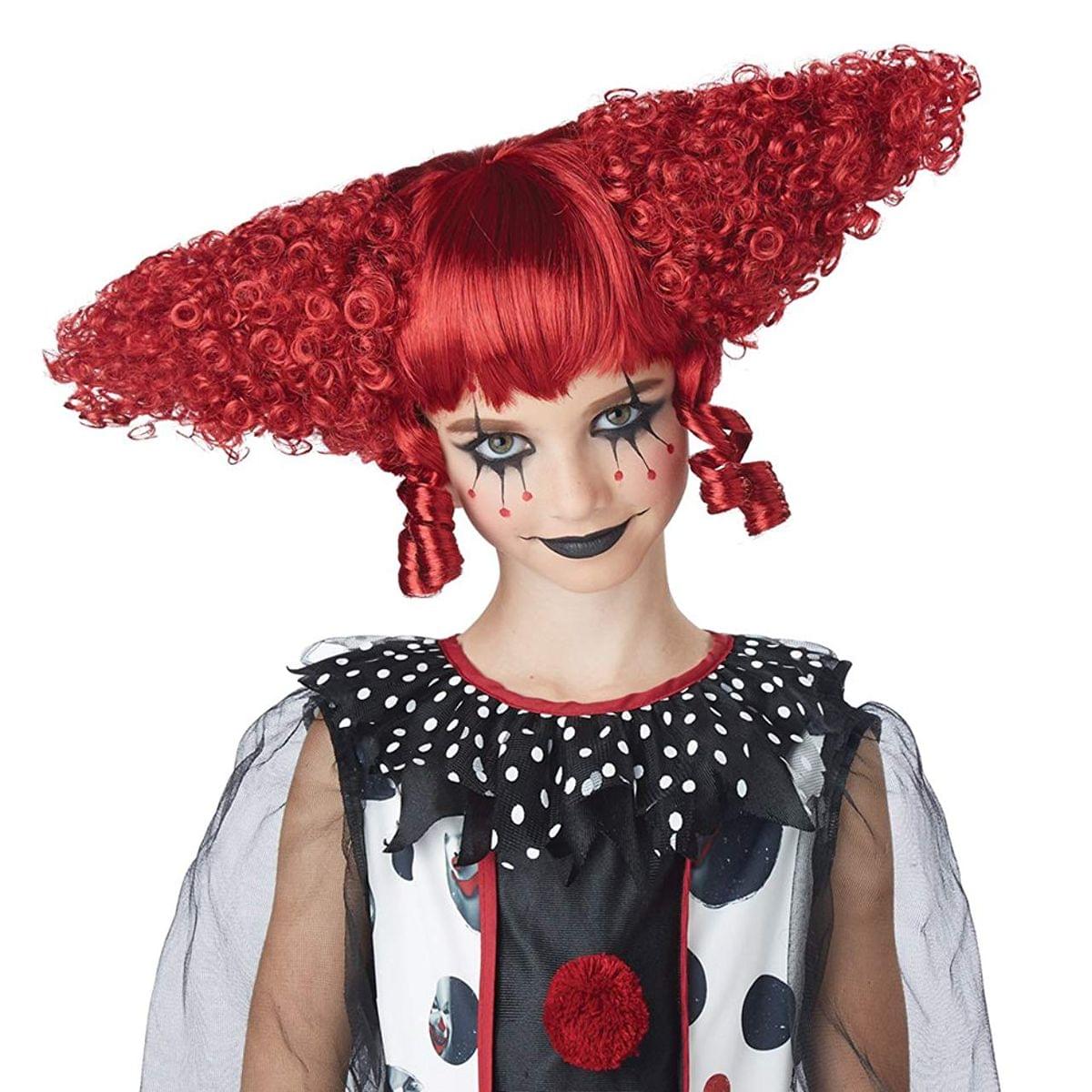 Dark Red Creepy Clown Child Costume Wig