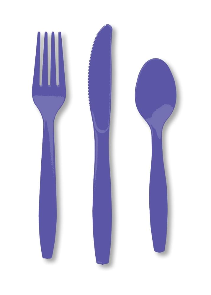 Premium Cutlery Assorted Plastic 24 Count Purple