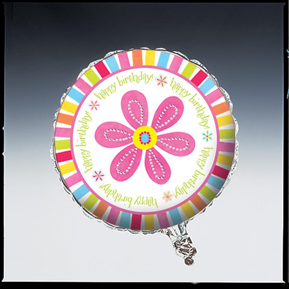 18" Foil Helium Metallic Balloon Pink Flower Cheer