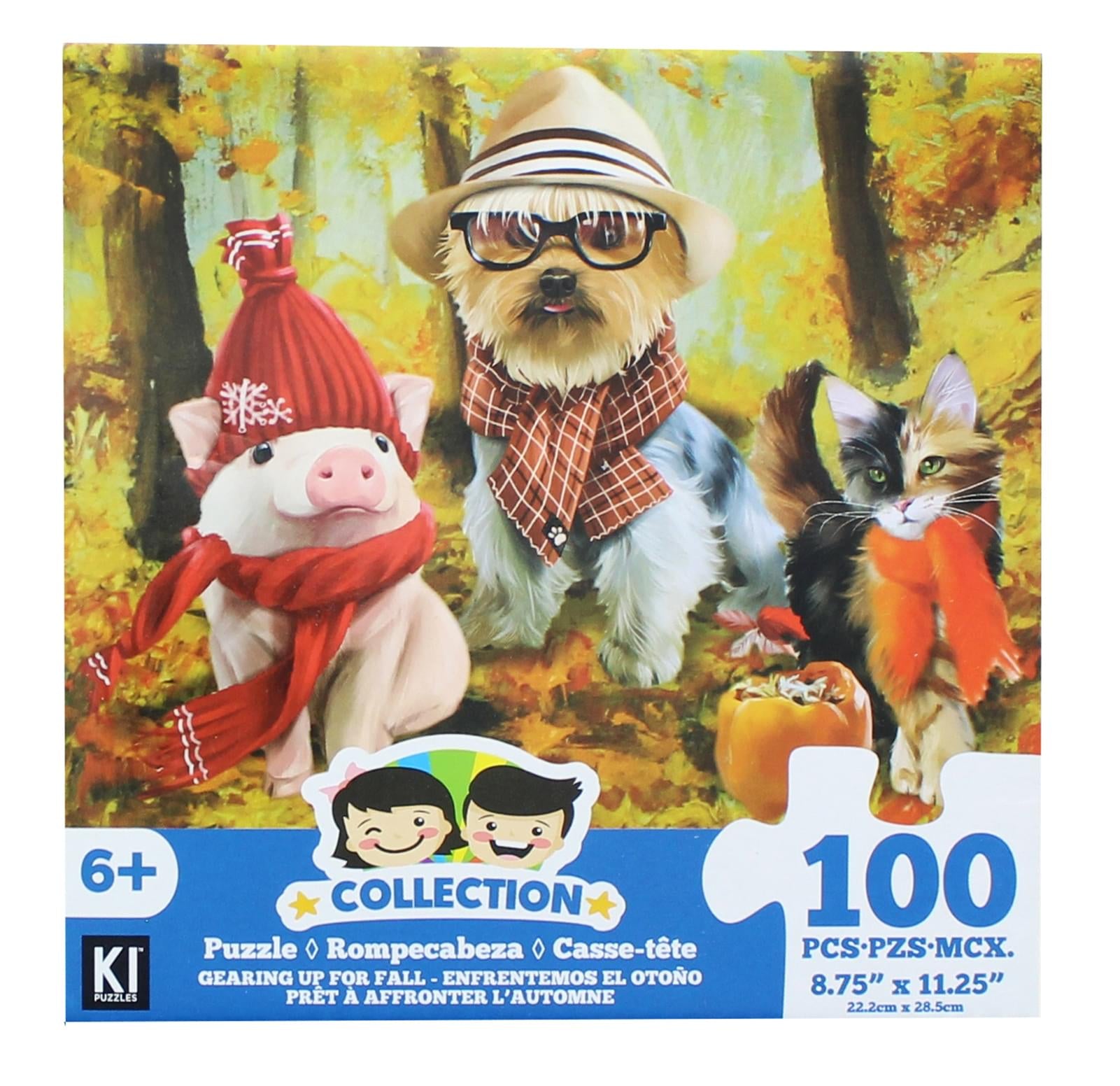 Dog, Cat and Pig In Hats 100 Piece Juvenile Collection Jigsaw Puzzle