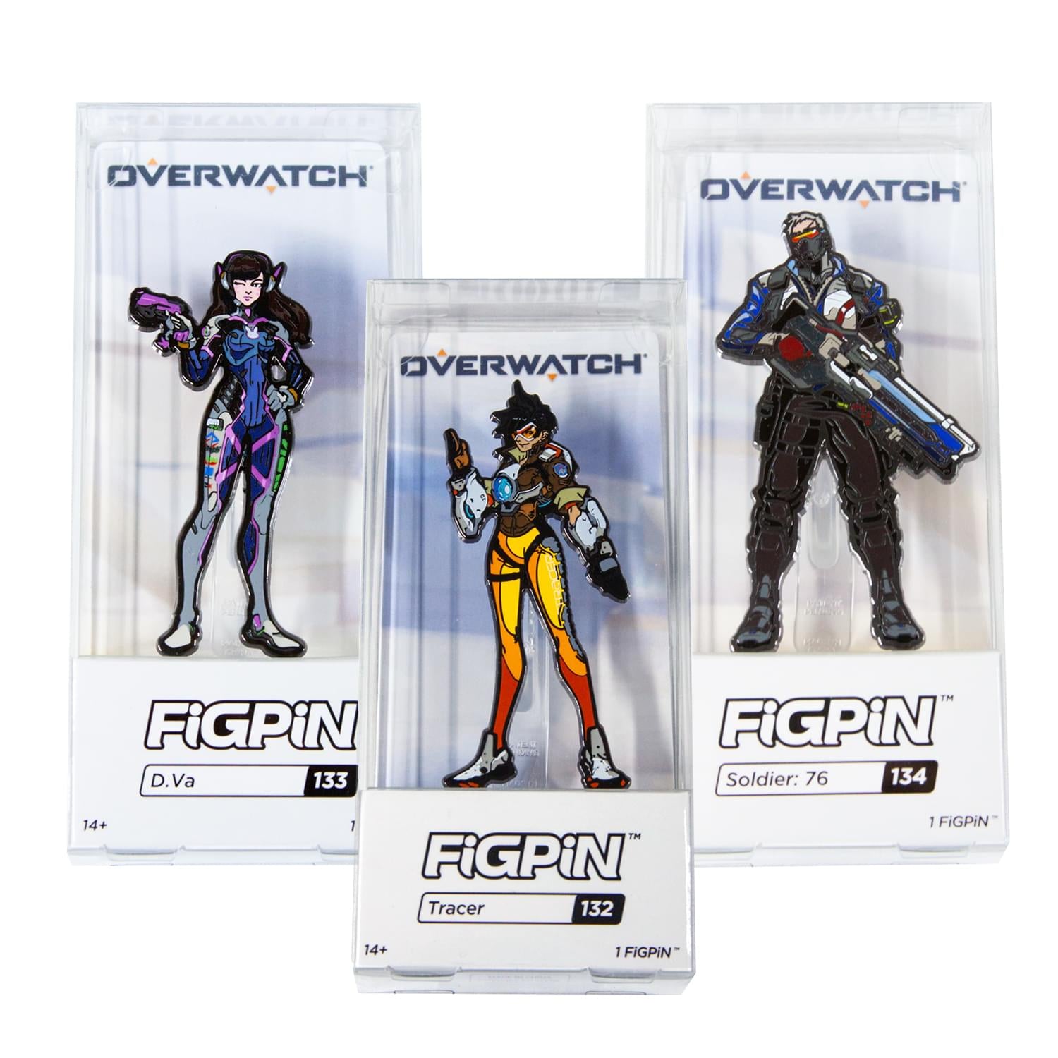 Overwatch Official Hero Pin Set | D. Va, Tracer, & Soldier 76 Pins | Set of 3