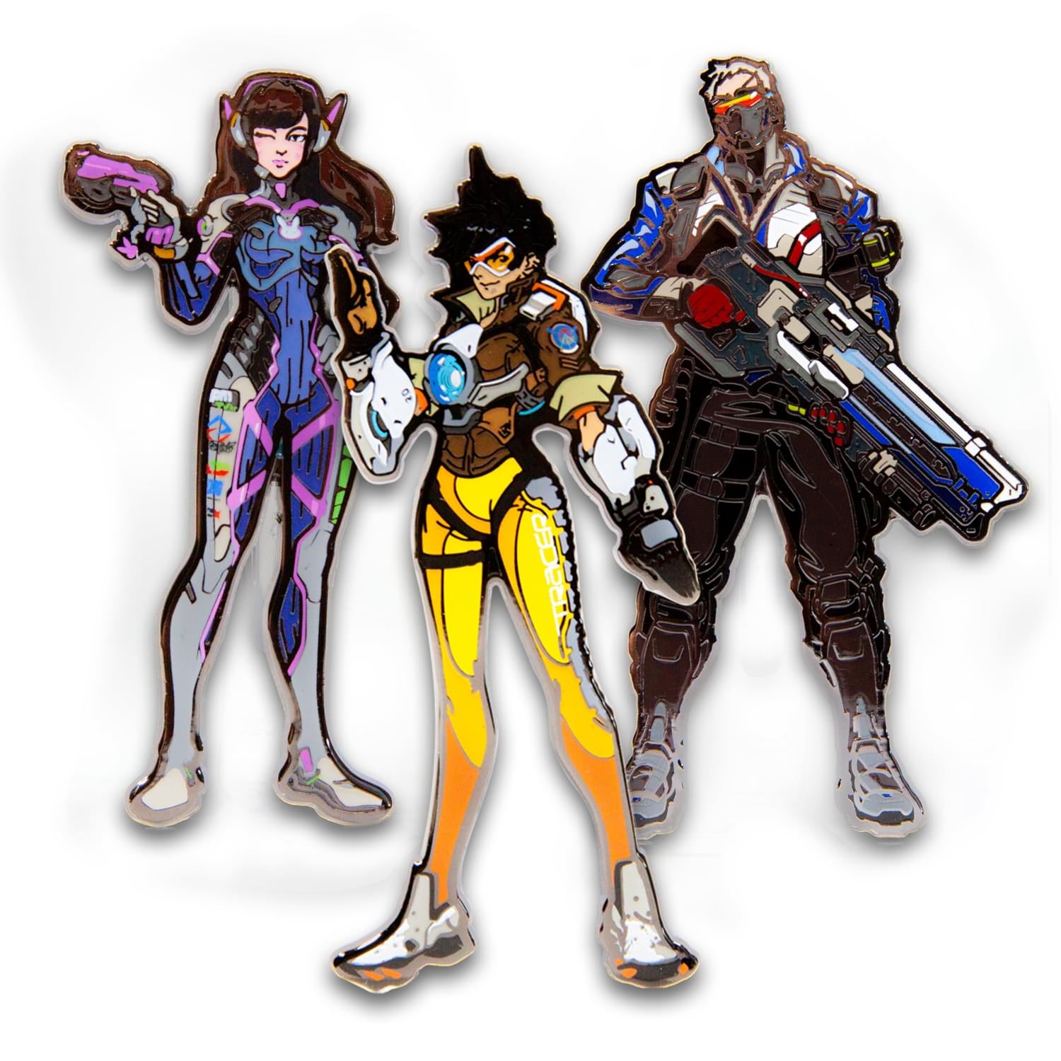 Overwatch Official Hero Pin Set | D. Va, Tracer, & Soldier 76 Pins | Set of 3