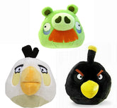Angry Birds Plush 5" 3 Pack Assortment Moustache Pig, Black Bird, White Bird