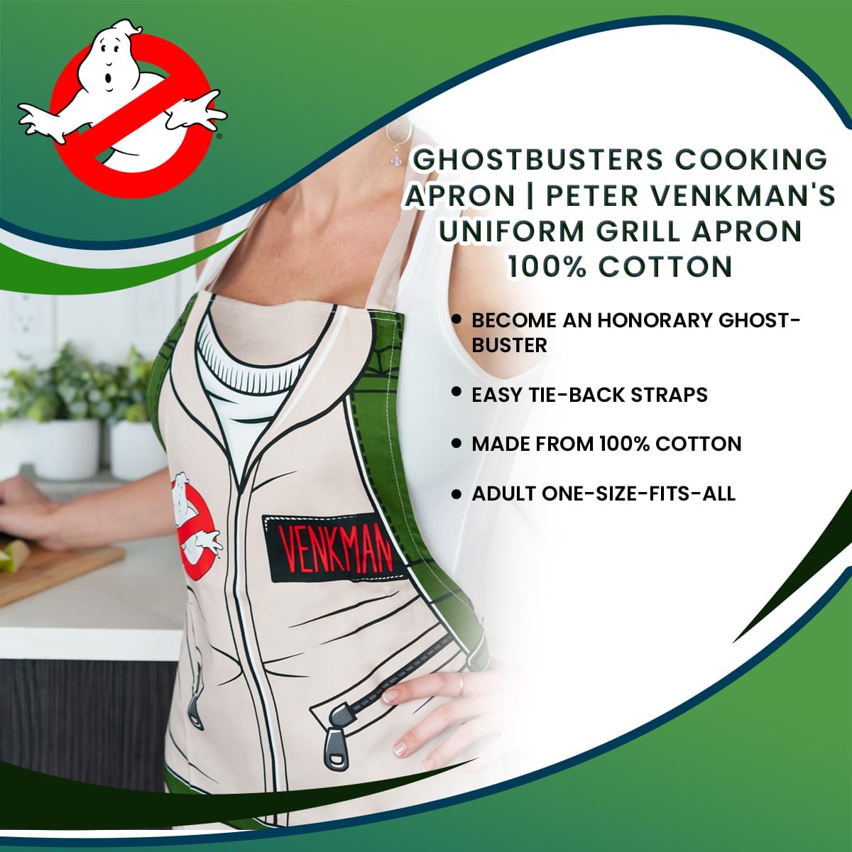 Ghostbusters Cooking Apron | Peter Venkman's Uniform Grill Apron | 100% Cotton