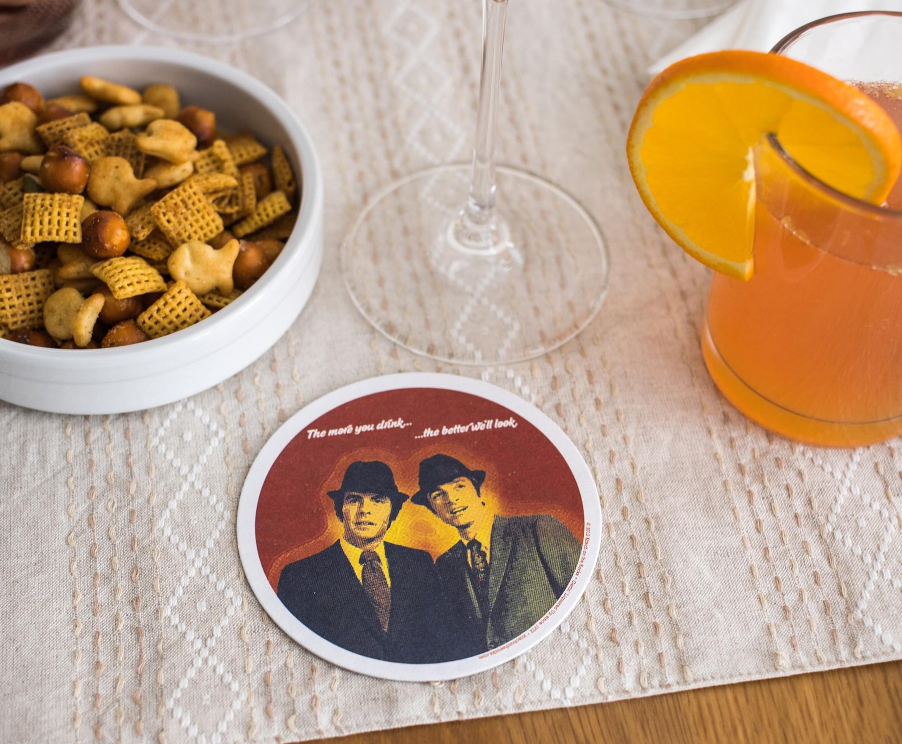 Single Retro Cork Drink Coaster - More You Drink/ Better We'll Look
